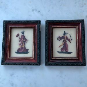 Beautiful small Asian oriental Japan needlepoint artwork framed